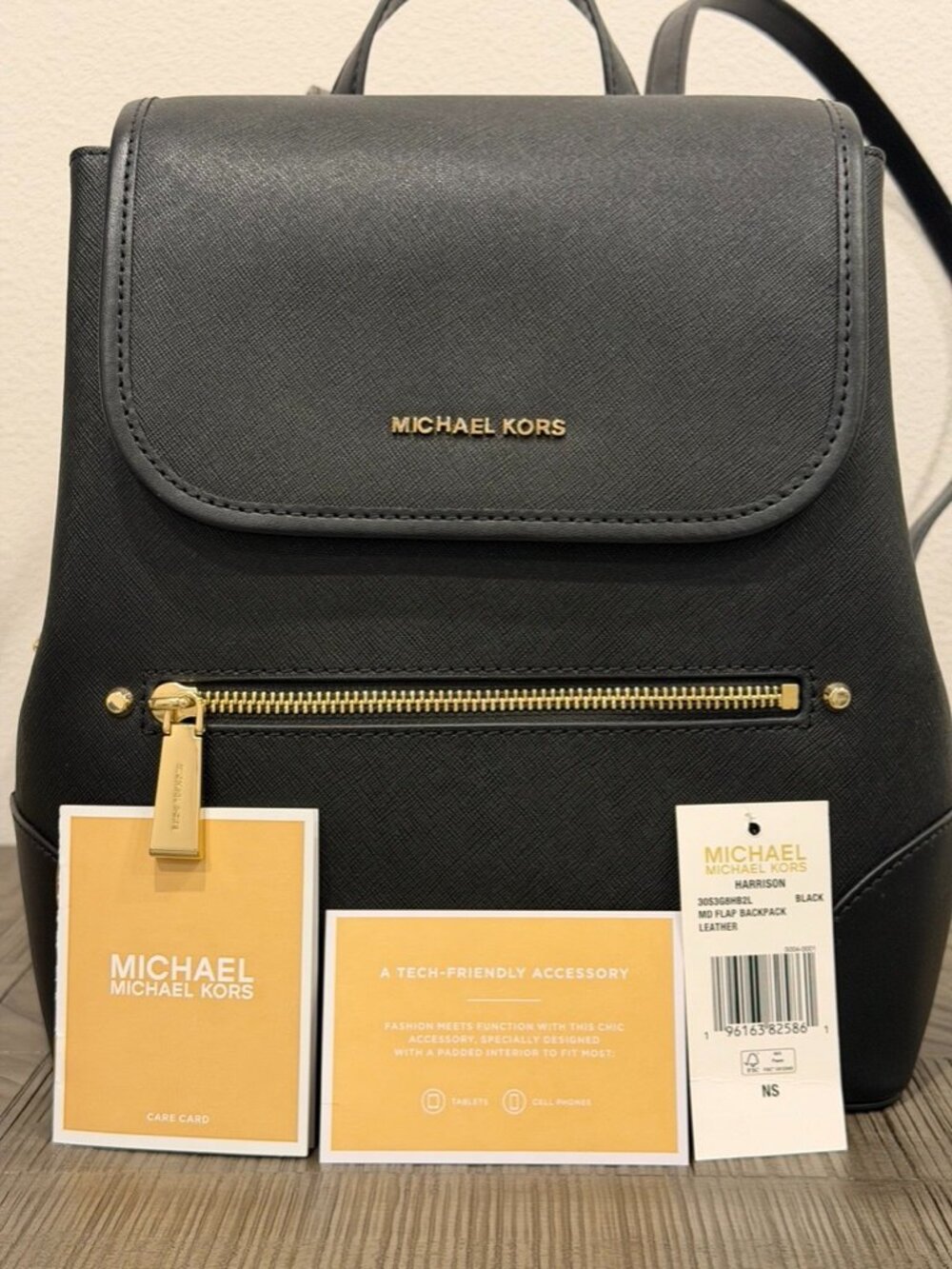 Michael Kors Black Saffiano Leather Mini Backpack